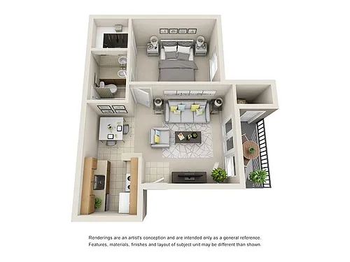 Floor plan 1x1-537- Upgraded