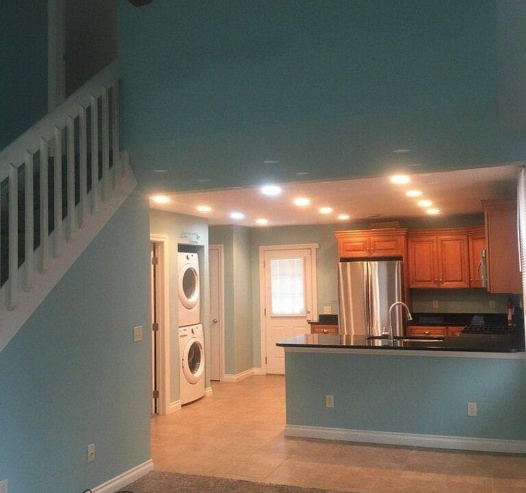 View to kitchen from living room.