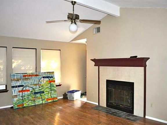 fireplace and vaulted cei