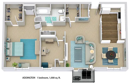 Floor plan The Addington (1BR / 1BA with Den)