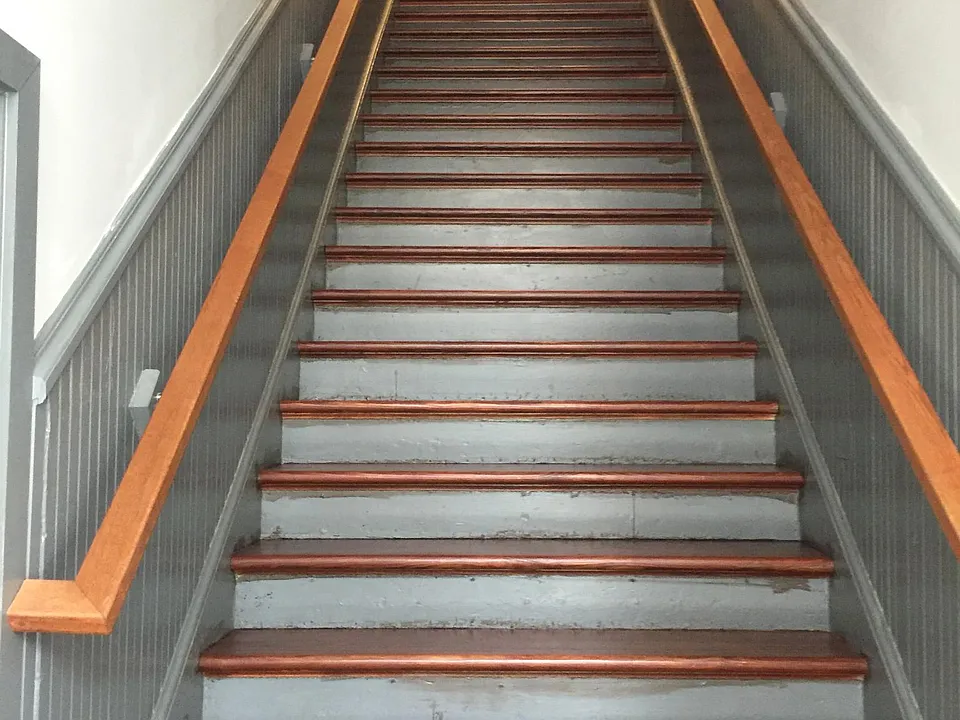 Stairway going to top floor, Building also has elevator