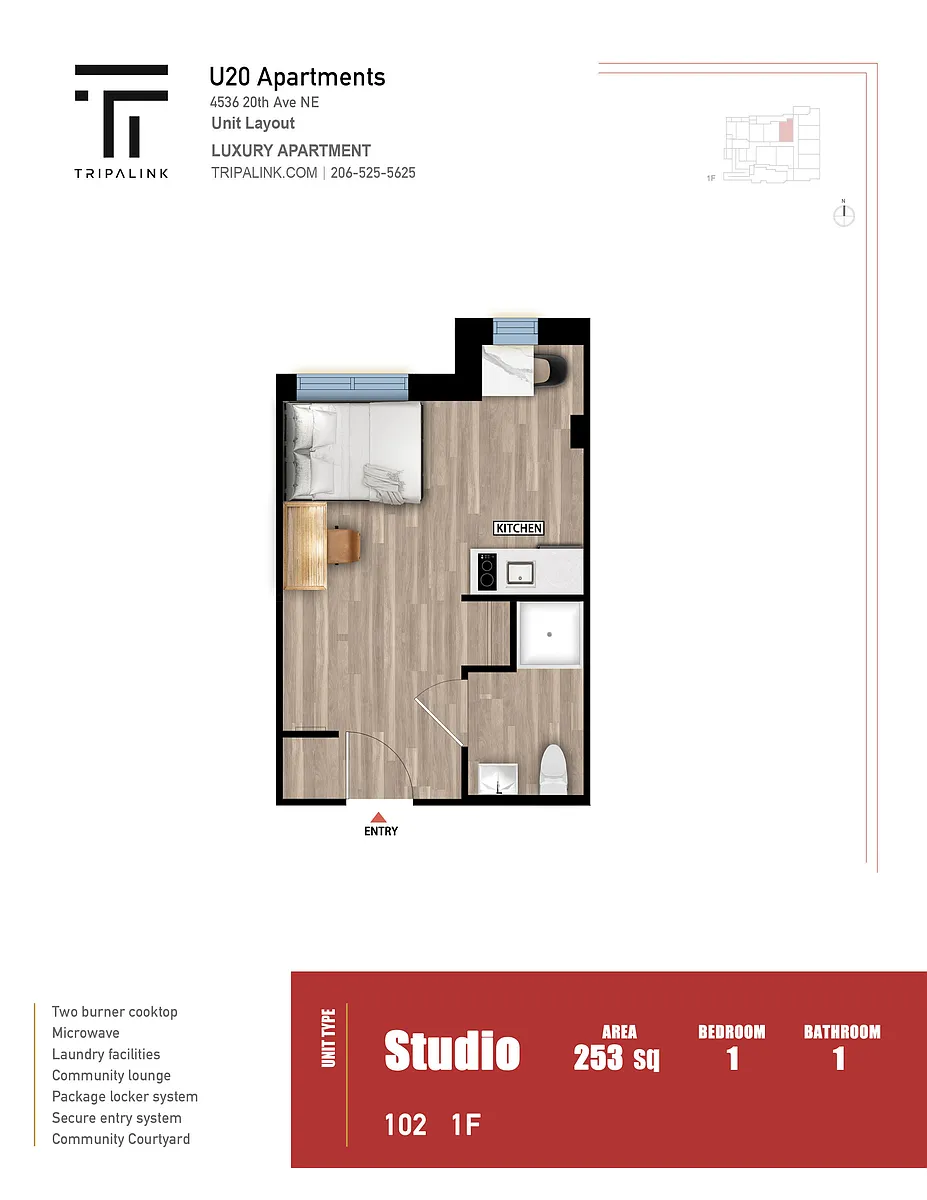 Floor plan Studio - 253 sqft