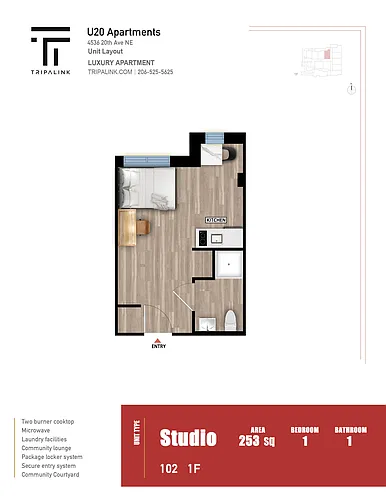 Floor plan Studio - 253 sqft