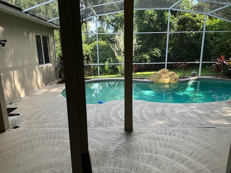 enclosed pool, deep end about 7-8ft