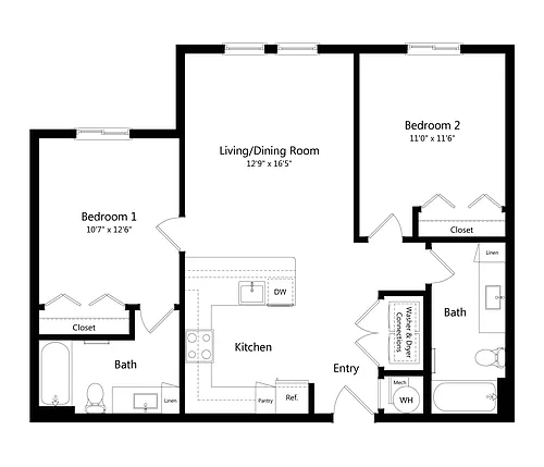 Floor plan B3 - 60% AMI