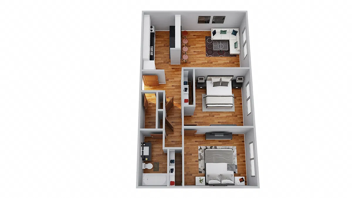 Floor plan Two Bedroom One Bath
