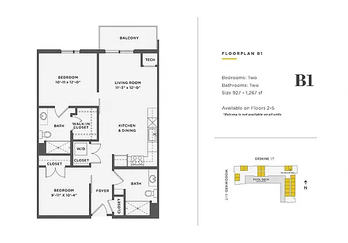 Floor plan 1 Bedroom w/ Den Unit - B1