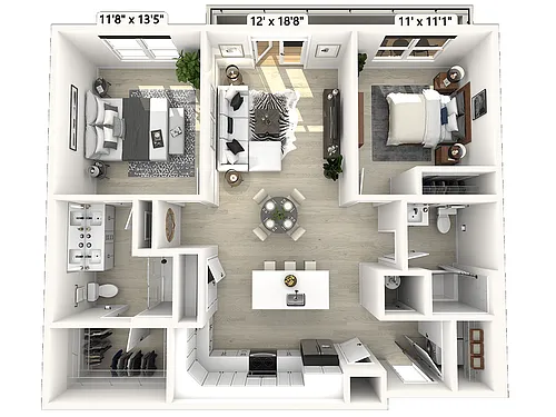 Floor plan C12 - 2 Bedroom 2 Bathroom