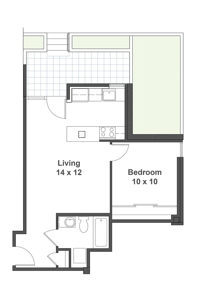 Floor plan Bay 1-Bed