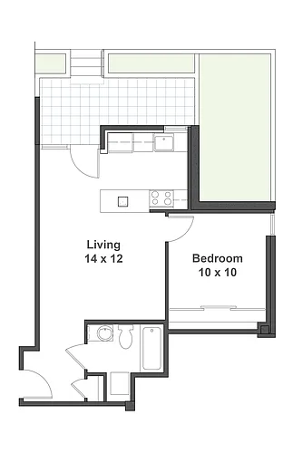 Floor plan Bay 1-Bed
