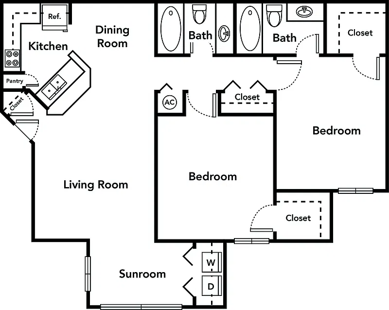 Floor plan 2 Bedroom 2 Bathroom