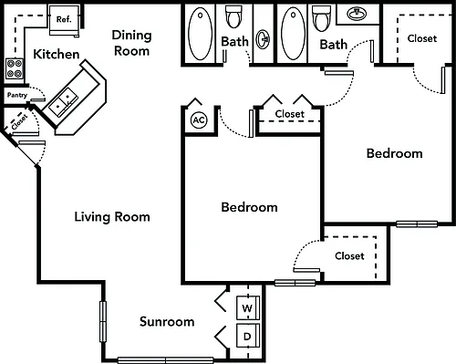 Floor plan 2 Bedroom 2 Bathroom