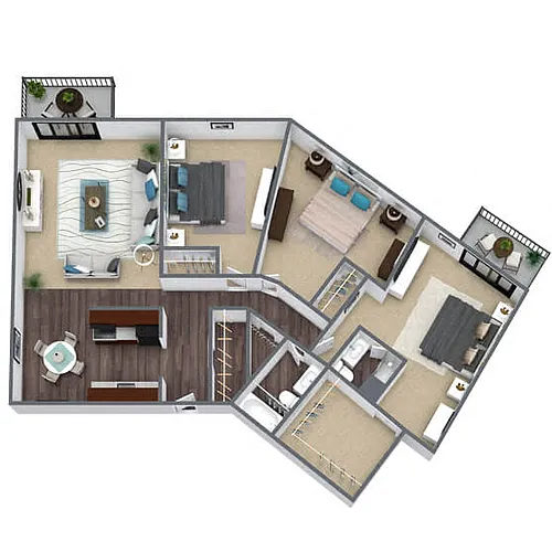 Floor plan C1: 3 Bed 2 Bath