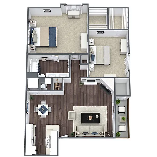 Floor plan B3: 2 Bed 1 Bath