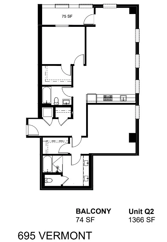 Floor plan Q2 - 2 Bedroom