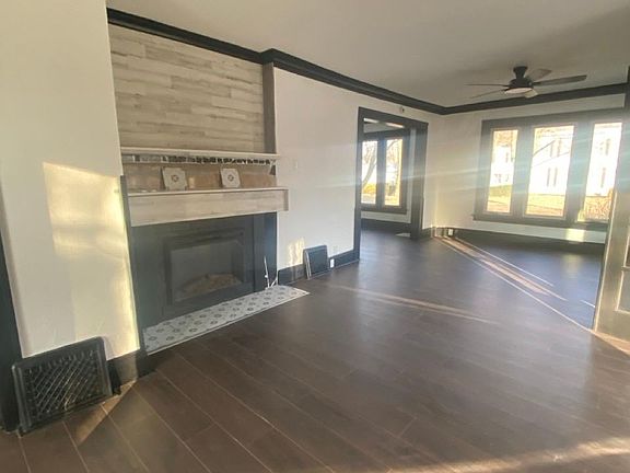 living room view of fireplace