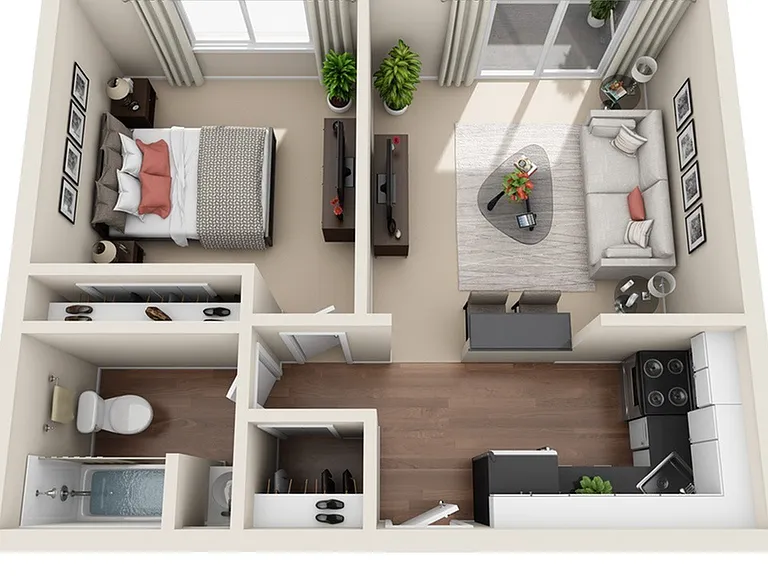 1 BEDROOM, 1 BATH JUNIOR - 671 SF