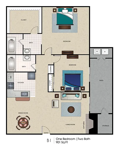 Floor plan Two bedroom/Two bath