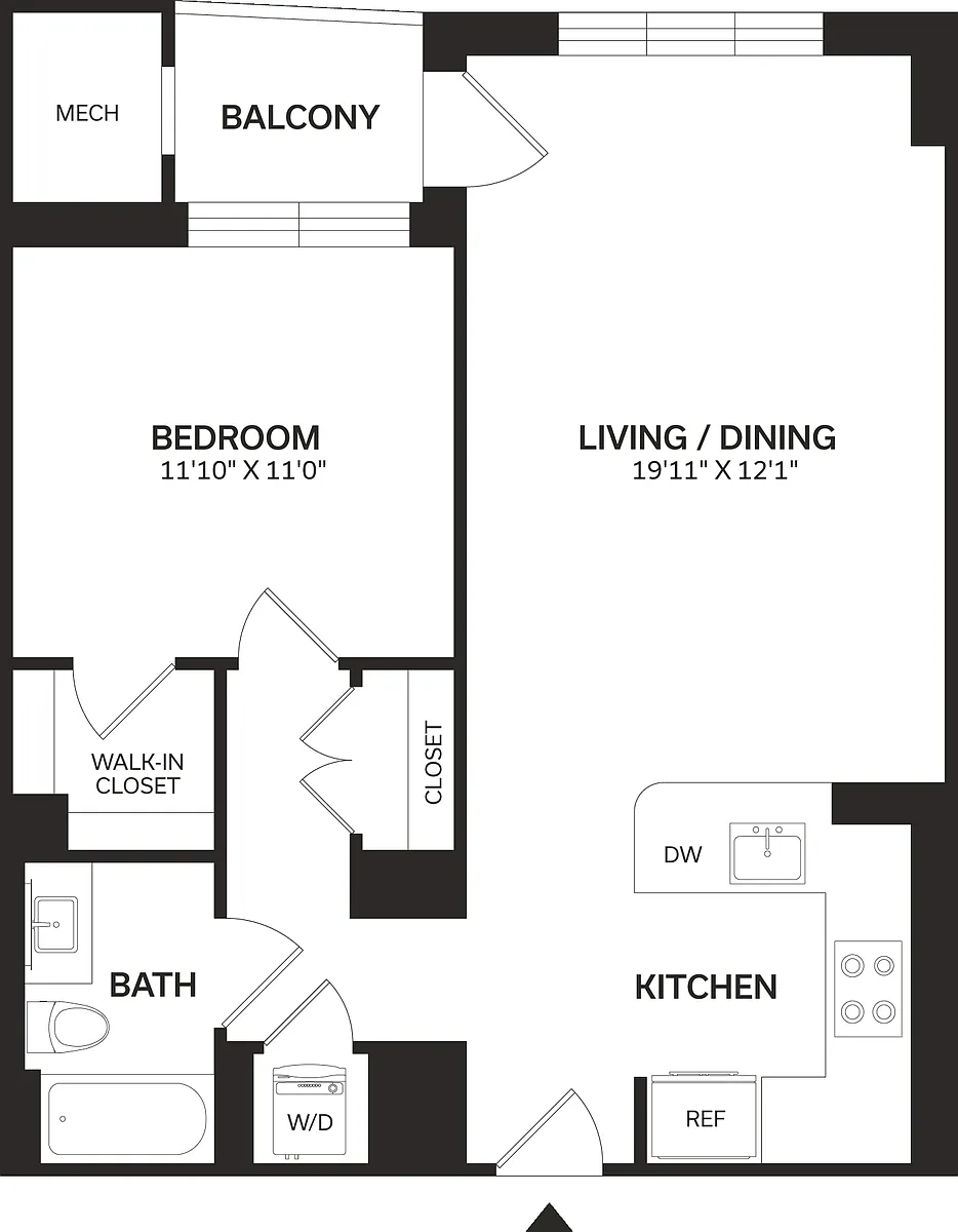 Floor plan 1 Bed/1 Bath-A3