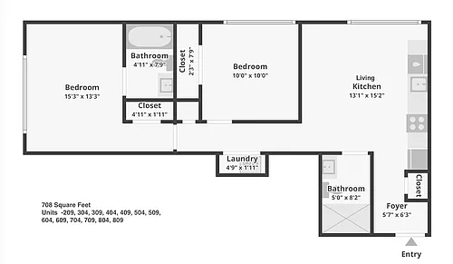 Floor plan Two Bedroom