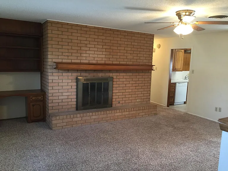 Living room with built in desk