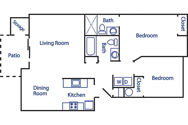 Floor plan Oversized 2 bed 2 bath