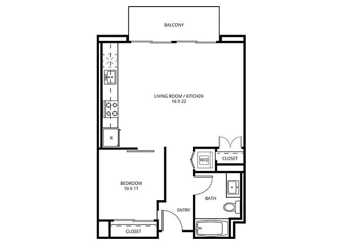 Floor plan 1 Bedroom E-4B