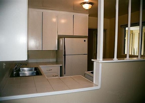 View of kitchen from dining area