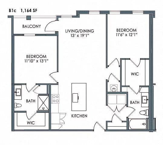Floor plan Two Bedroom Two Bathroom