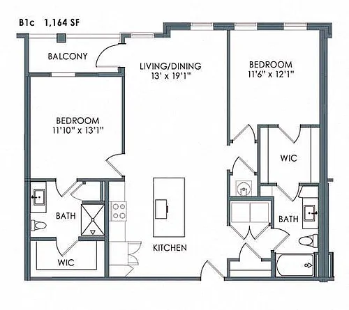 Floor plan Two Bedroom Two Bathroom