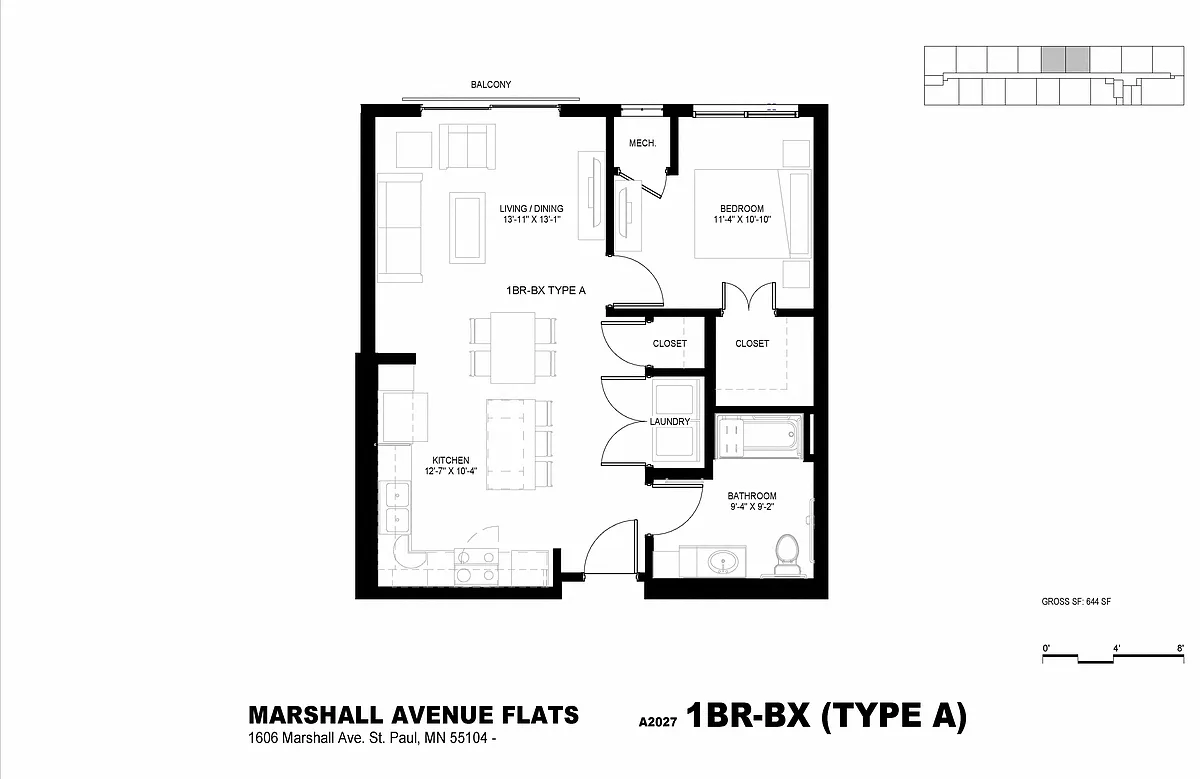 Floor plan 1 Bedroom (BX 60)