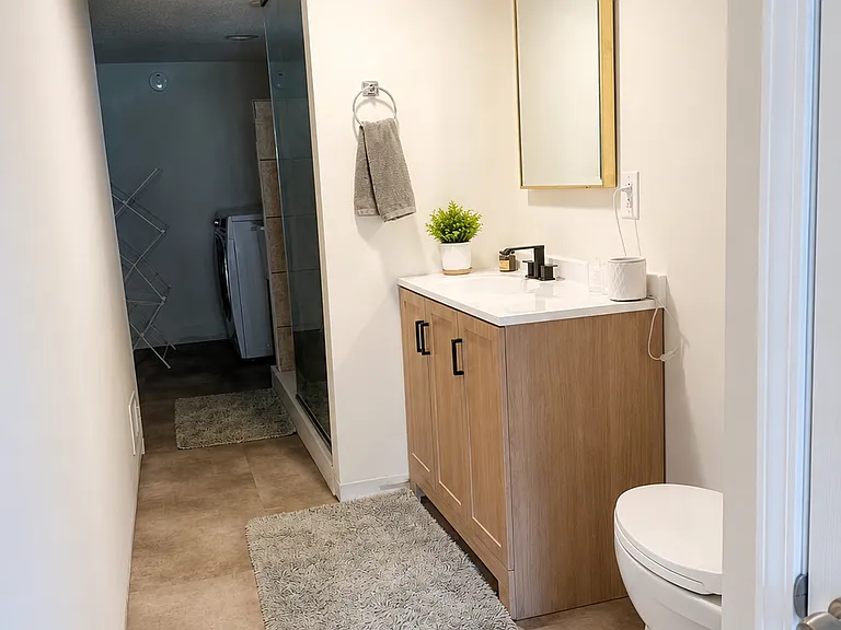 Basement bathroom, laundry is attached