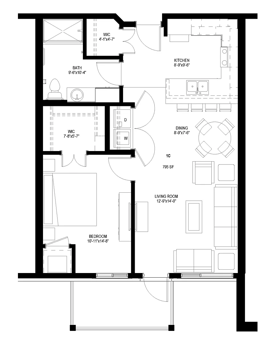 Floor plan One Bedroom - C