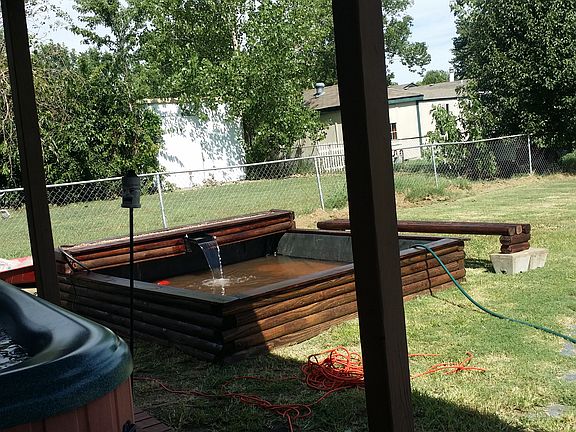 Fish pond with waterfall