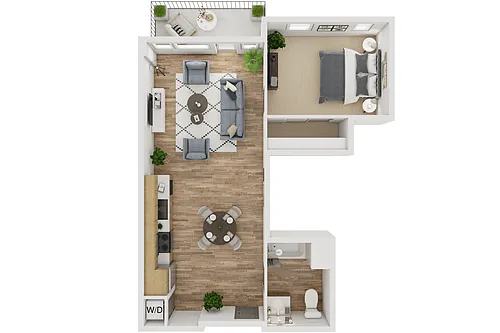 Floor plan 1 Bed, 1 Bath