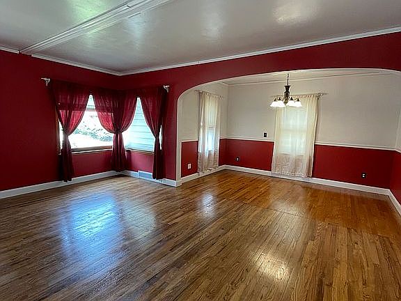 Open living, dining area