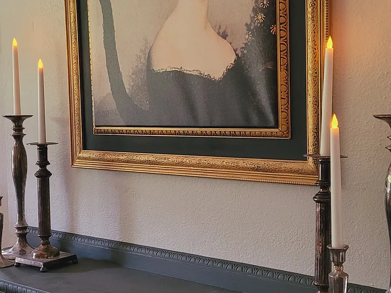 Fireplace mantle in living room