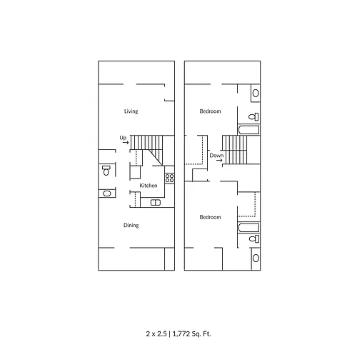 Floor plan 2 Bedroom 2.5 Bathroom