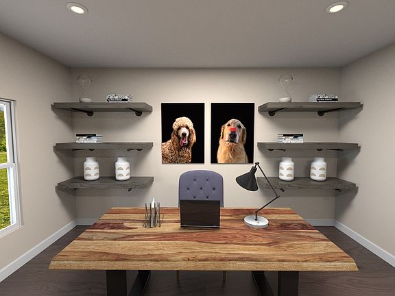 Flex space showcased as an office.