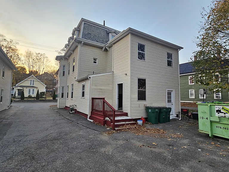 The back entrance and parking lot