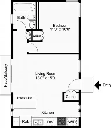 One bedroom floor plan One bedroom floor plan