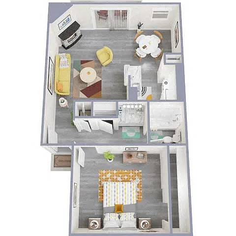 Floor plan 1 Bedroom x 1 Bath B