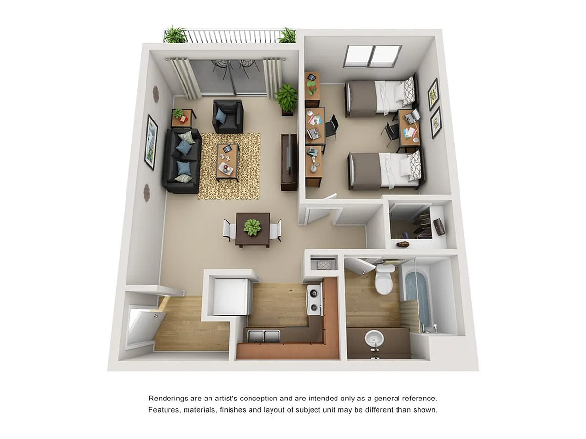 Floor plan 1 Bedroom 1 Bathroom