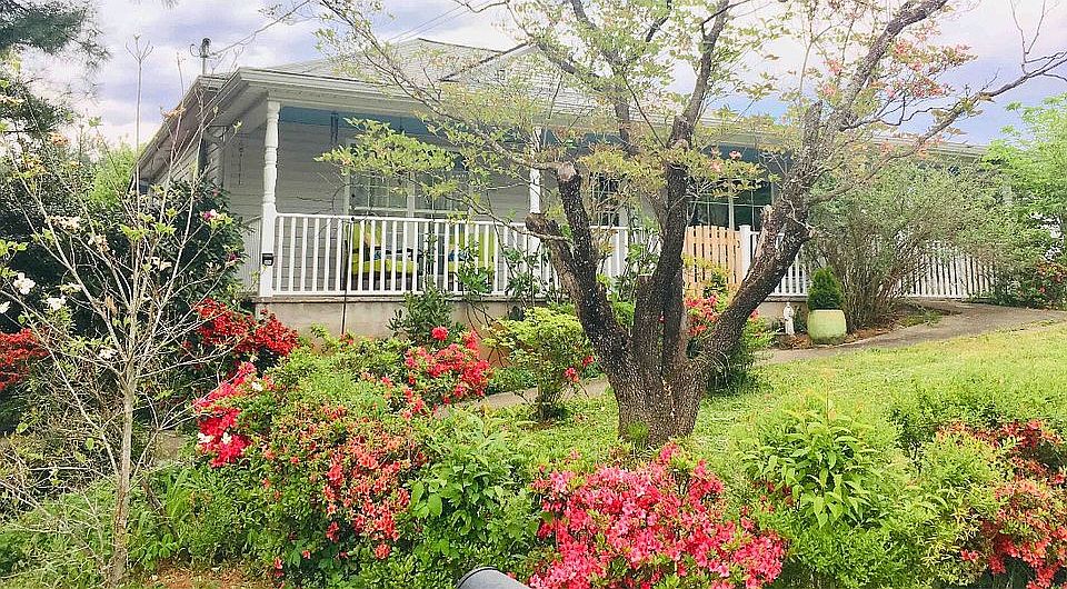 Front of house in the spring