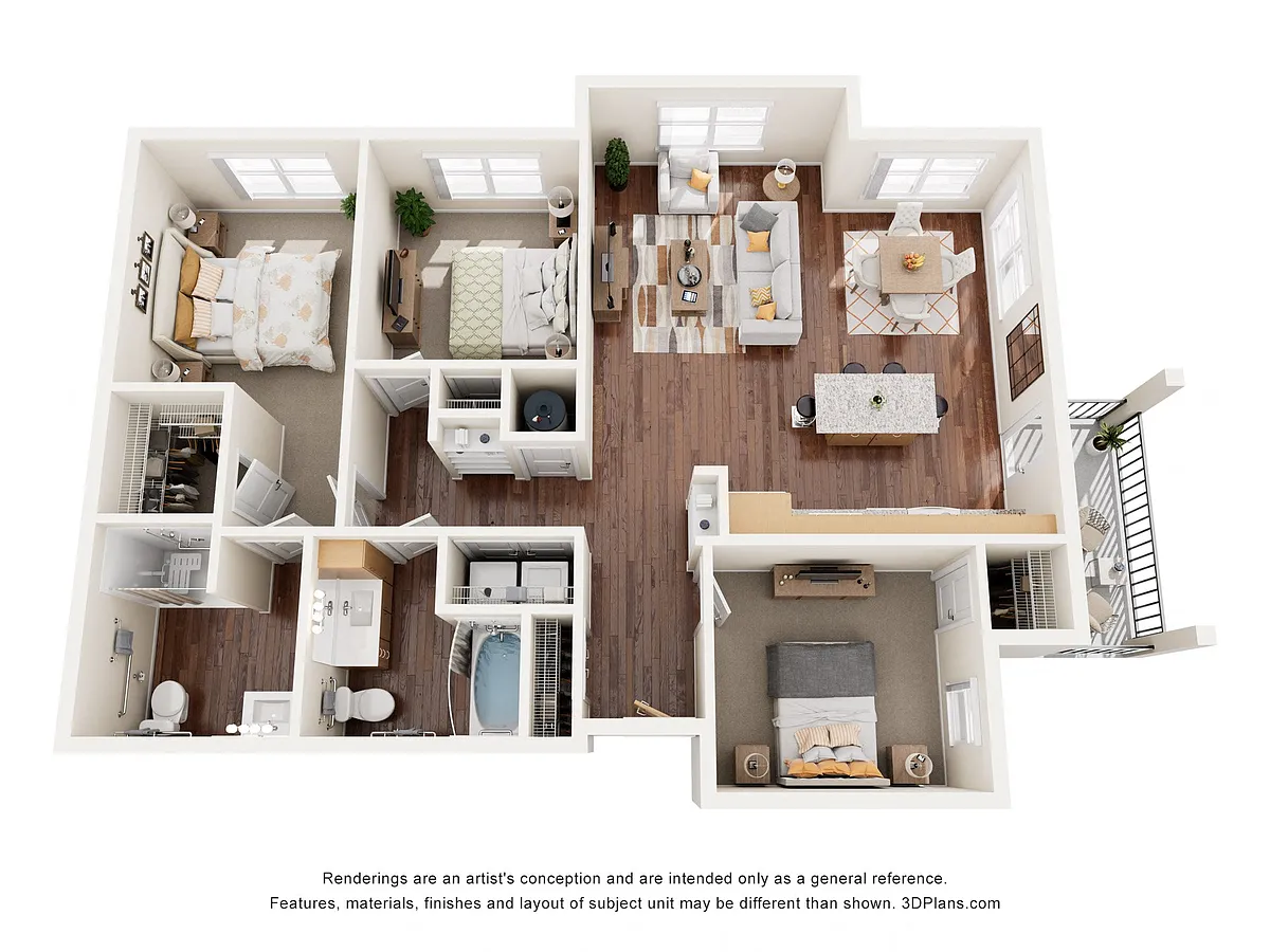 Floor plan Three Bedroom 3AA (Wheelchair Accessible)