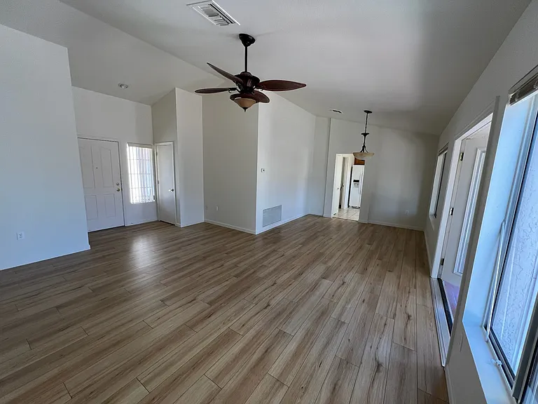 Living room, dining room, entry.