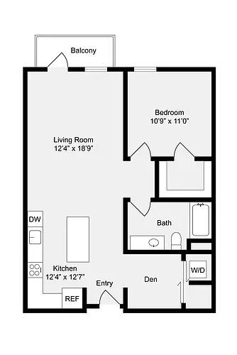 Floor plan 1 BED+DEN