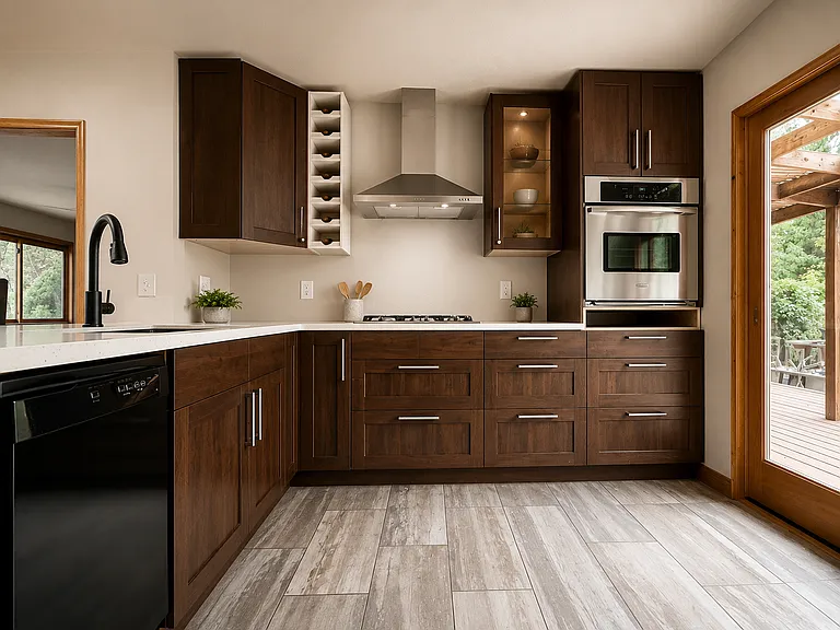 Beautiful updated kitchen going to the back porch.
