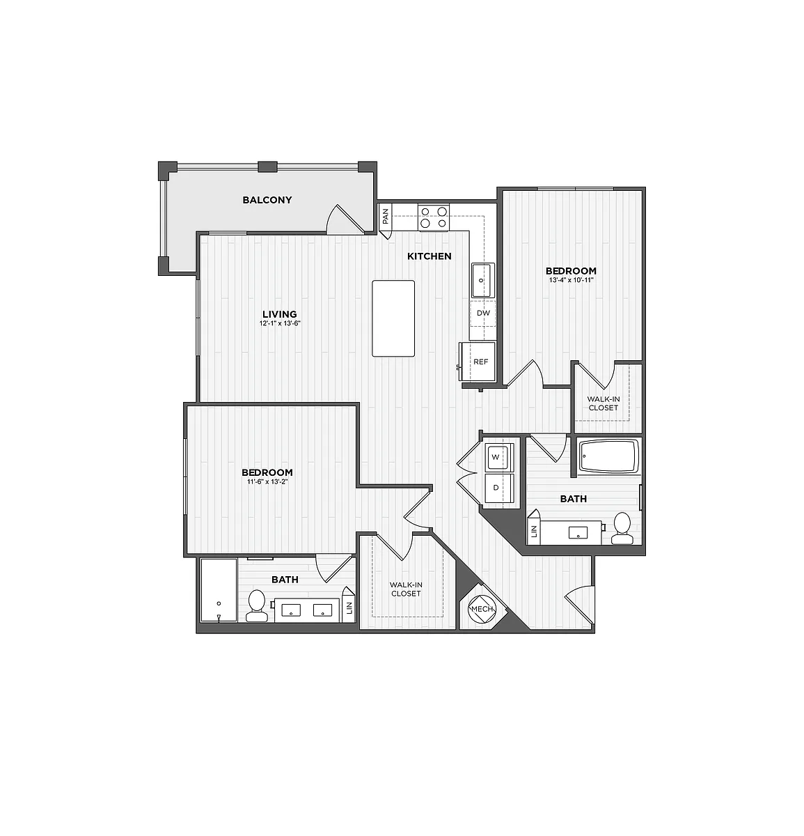 Floor plan 2 Bed/2 Bath-B2