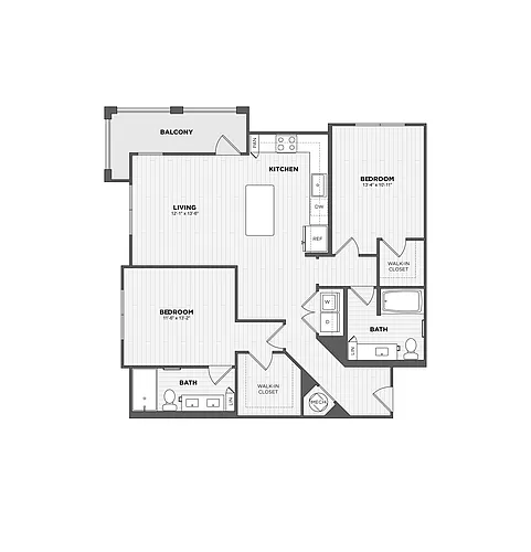 Floor plan 2 Bed/2 Bath-B2